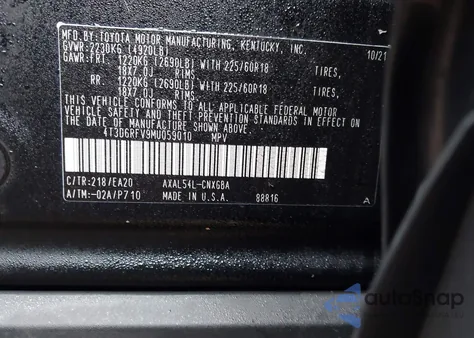 2021 Toyota Rav4 Hybrid Limited from USA, damaged, VIN 4T3D6RFV9MU059010